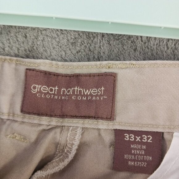 GREAT NORTHWEST Khaki Pants 4-Pocket Solid Tan W:33 L: 32 - Picture 7 of 11